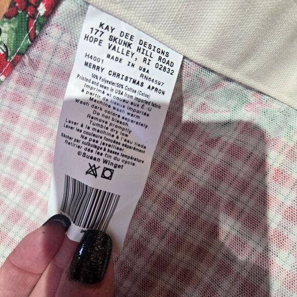 Merry Christmas Full Apron Festive Cardinal Holly Design Susan Winget - Picture 4 of 5